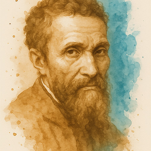 Foto: Künstler Zitat von Michelangelo von Delizia Art aus Tirol Österreich als Kunst Portrait + Wandbild Gemälde