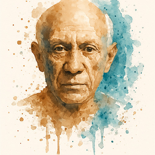 Foto: Künstler Zitat von Pablo Picasso by Delizia Art aus Österreich Tirol - Wandbild als Gemälde + Kunst Portrait